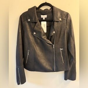 Faux leather motto Jacket